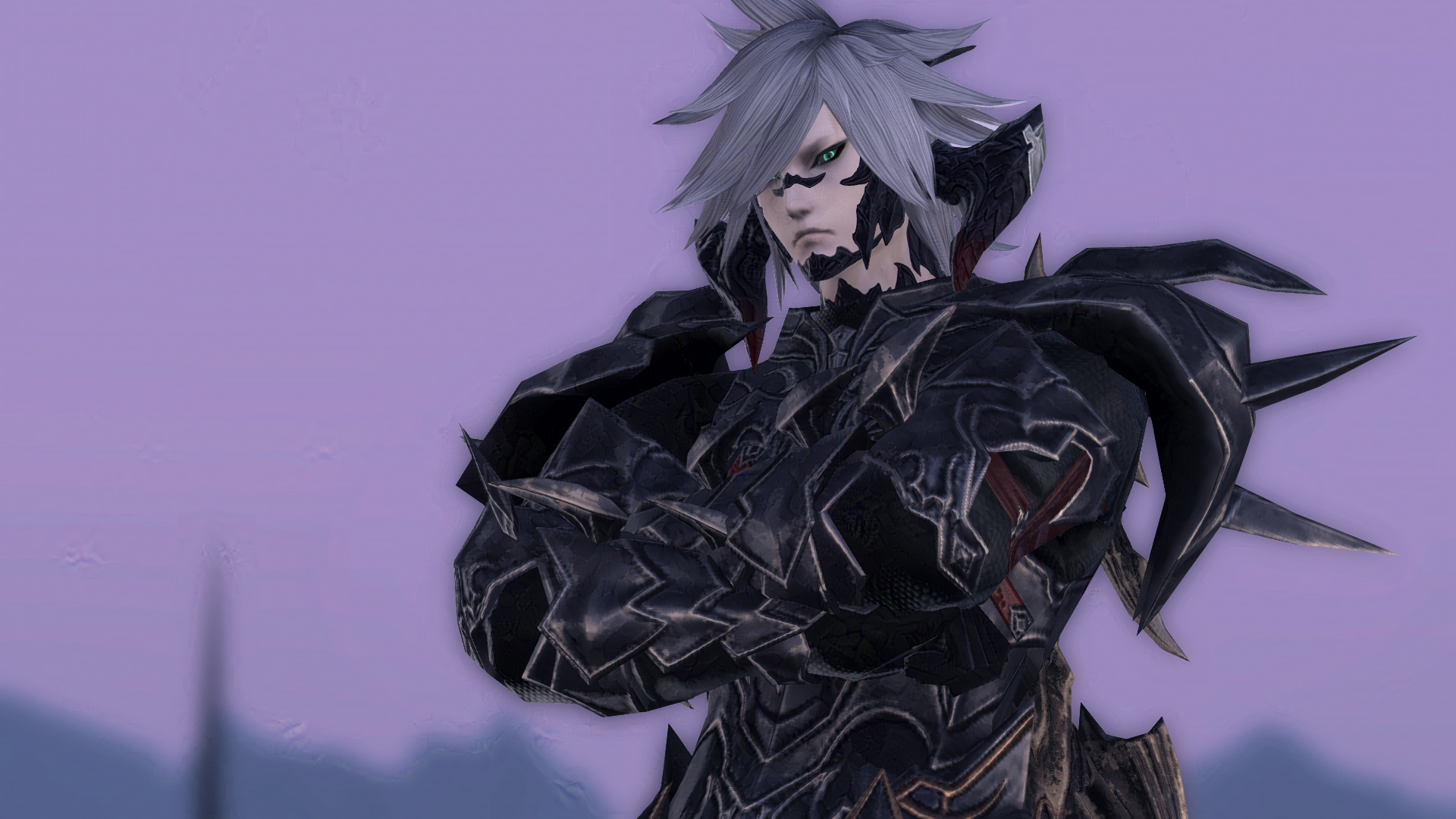 Sidurgu - an Au Ra of the Xaela clan, looks at the viewer with a neutral expression, his arms crossed.